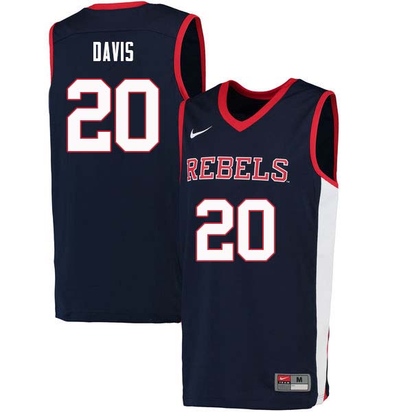 D.C. Davis Ole Miss Rebels NCAA Men's Navy #20 Stitched Limited College Football Jersey IDJ0458SG